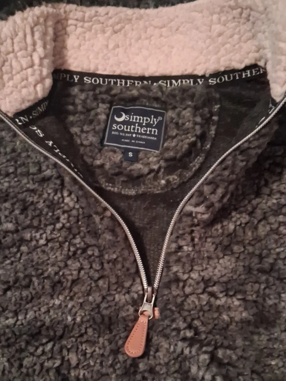 💎NWOT Simply Southern Men's Charcoal Gray Sherpa Half-Zip Pullover